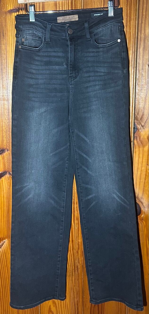JUDY BLUE MORGANTOWN HIGH RISE STRAIGHT LEG JEANS BLACK SIZE 5/27